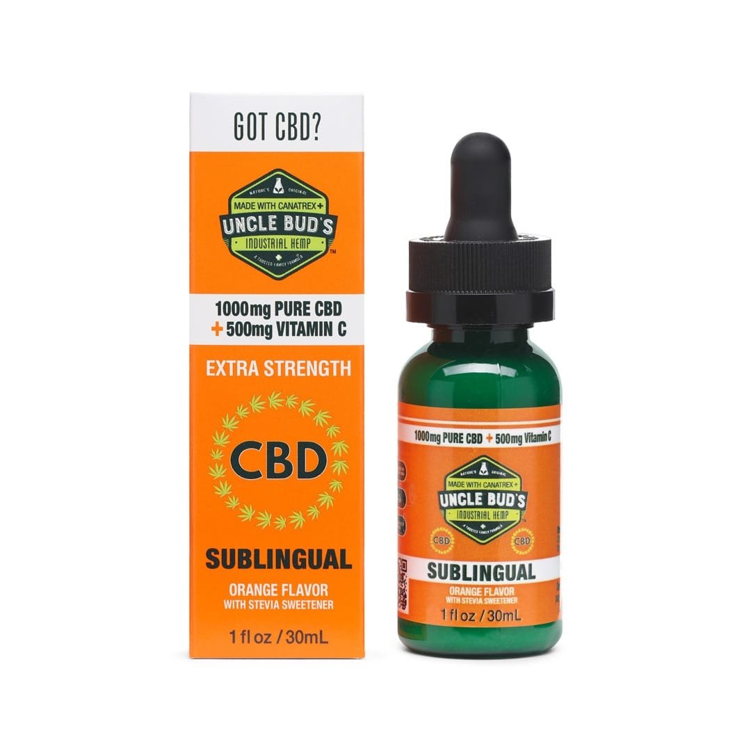 Orange flavored cbd oil in a bottle