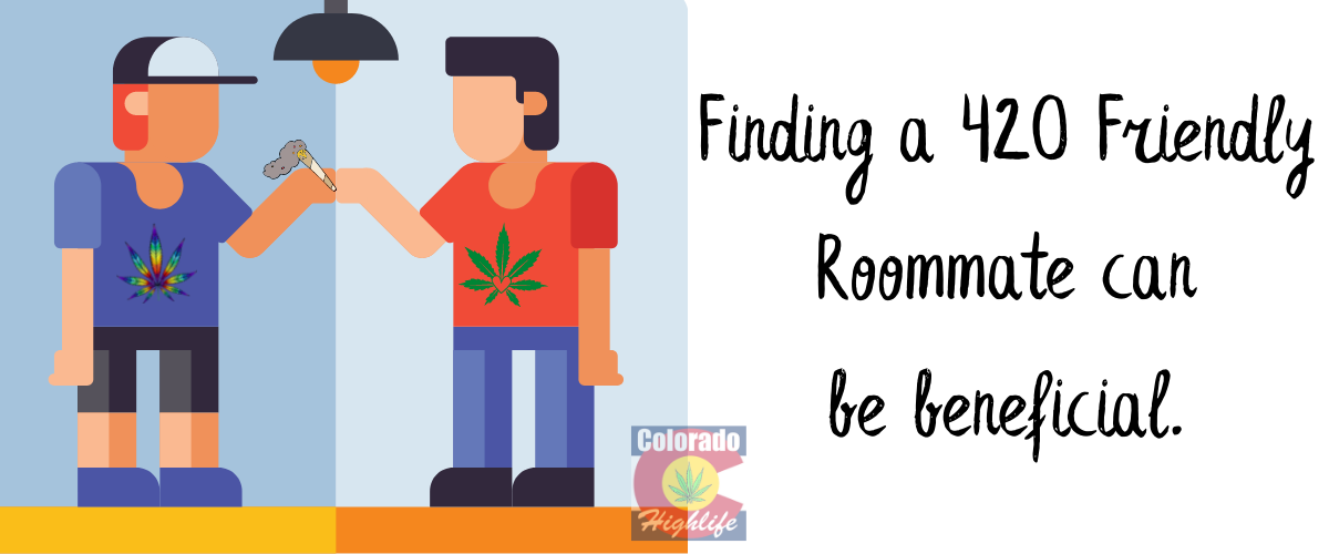 420 friendly roommate graphic of two guys passing a joint