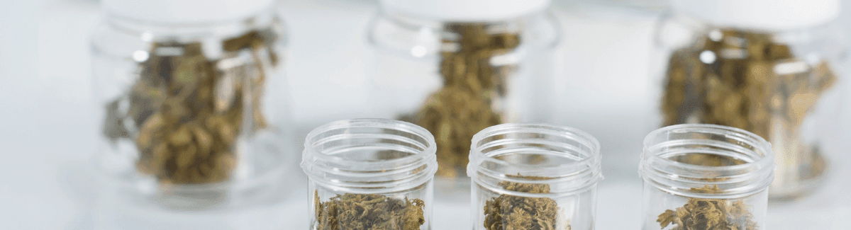 Medical Cannabis in the UK in jars ready for sale