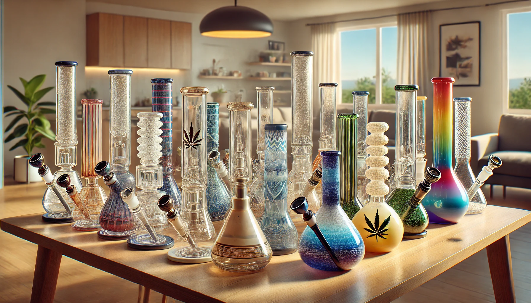 clean bongs on a table